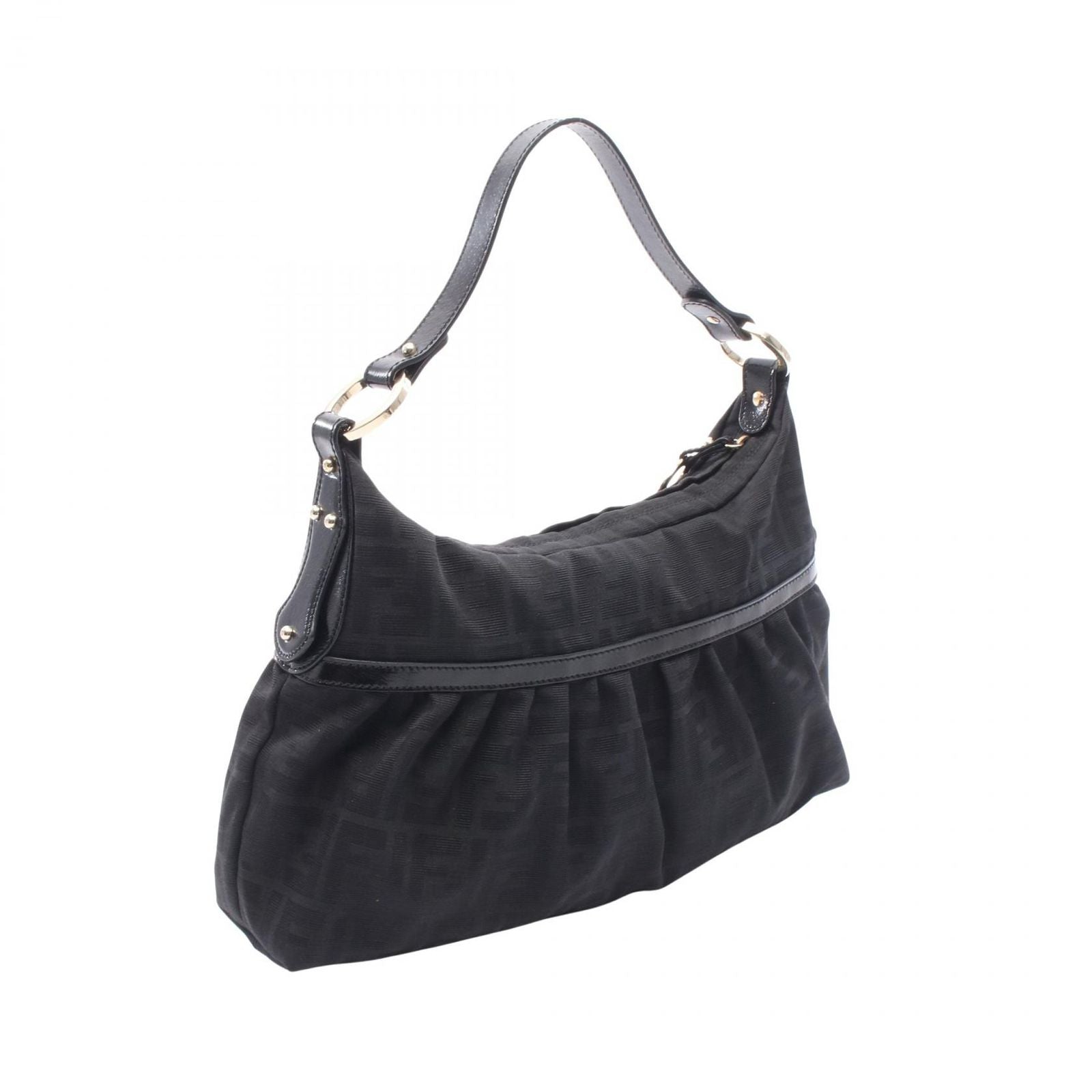 Fendi Shoulder Bag Zucca Black Canvas Leather — view 2