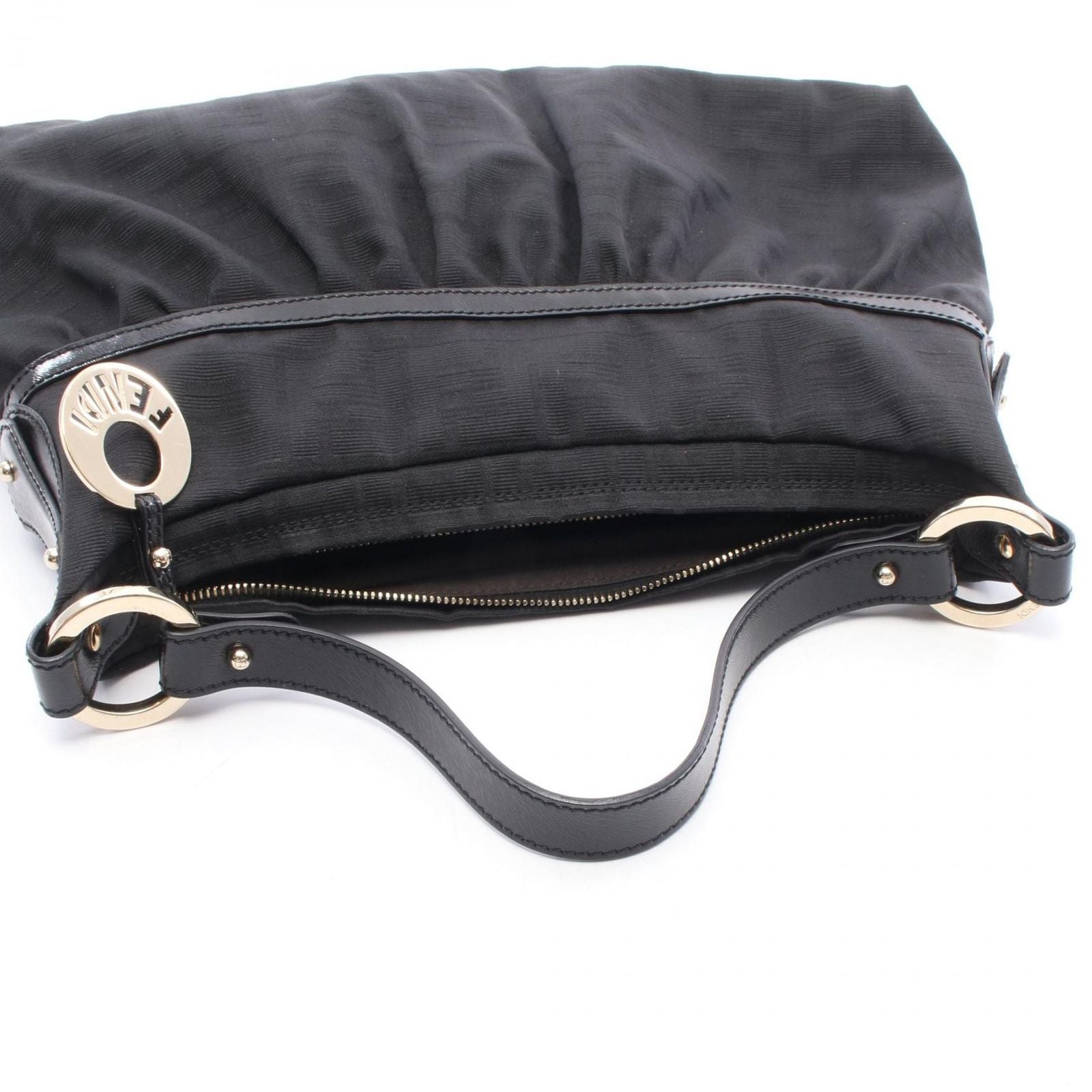 Fendi Shoulder Bag Zucca Black Canvas Leather — view 5