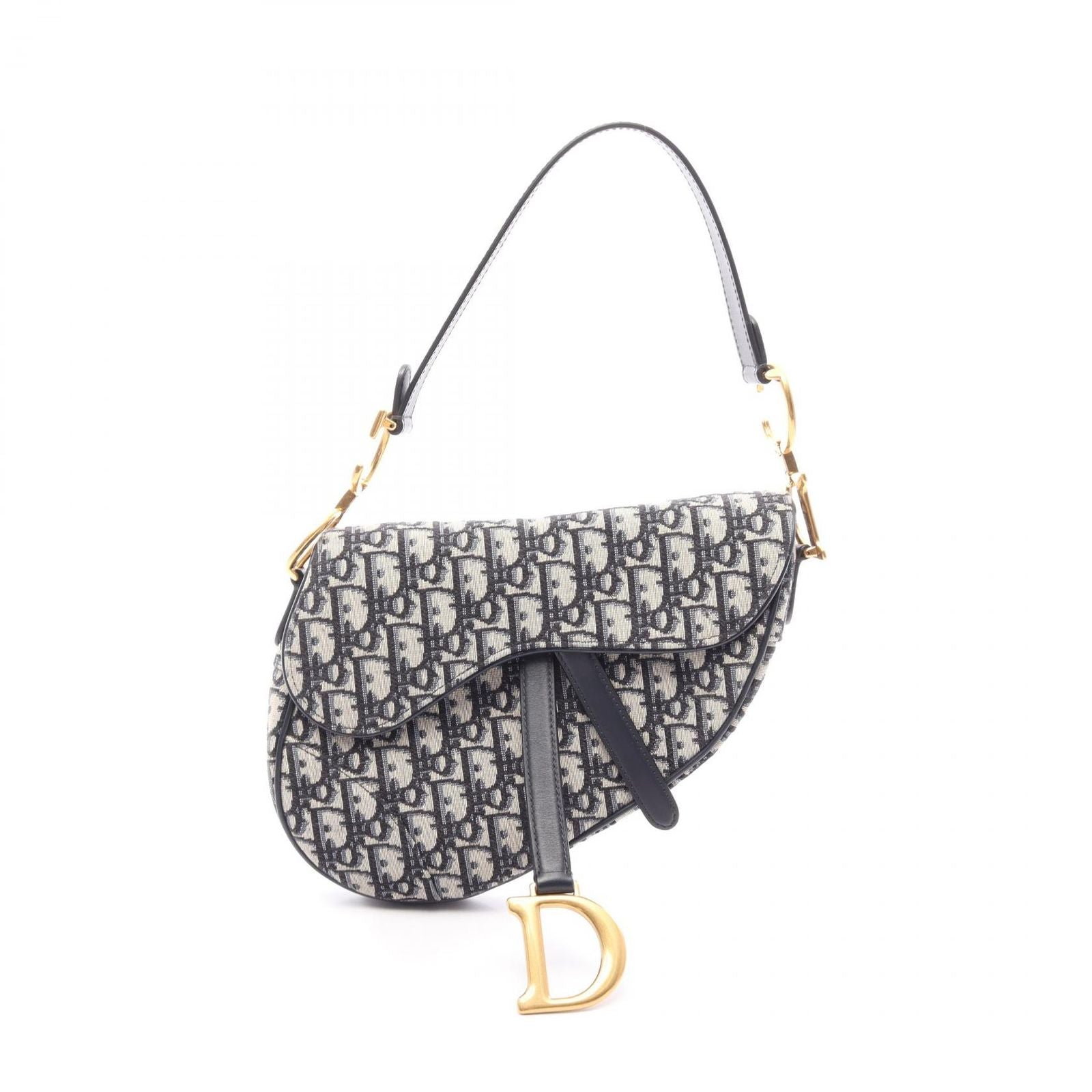 Dior Saddle Bag Oblique Jacquard Beige Navy Canvas Leather