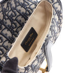 Dior Saddle Bag Mini Oblique Jacquard Beige Navy Canvas Leather — view 3