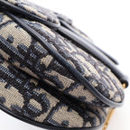 Dior Saddle Bag Mini Oblique Jacquard Beige Navy Canvas Leather — view 5