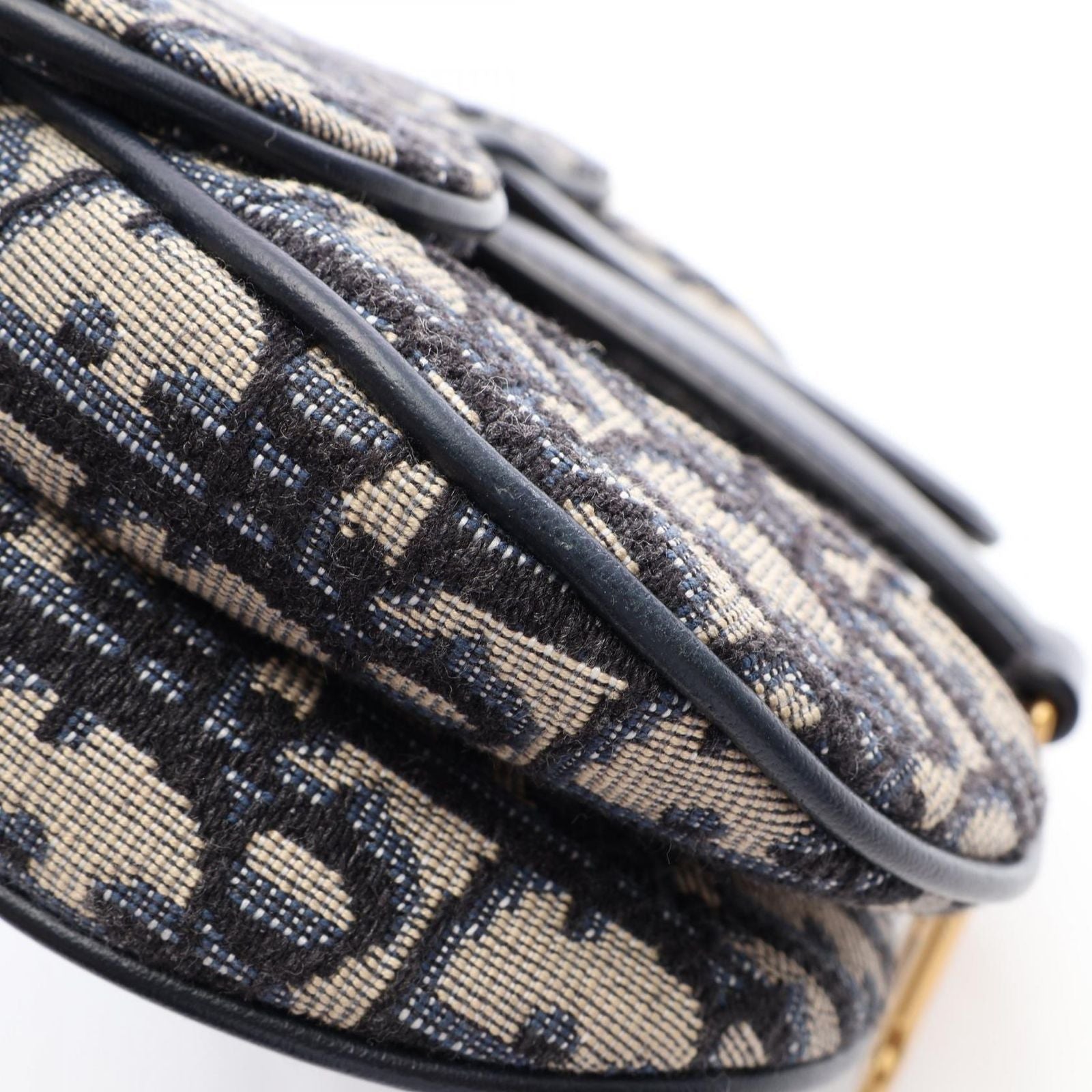 Dior Saddle Bag Mini Oblique Jacquard Beige Navy Canvas Leather — view 5