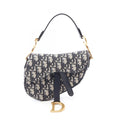 Dior Saddle Bag Mini Oblique Jacquard Beige Navy Canvas Leather