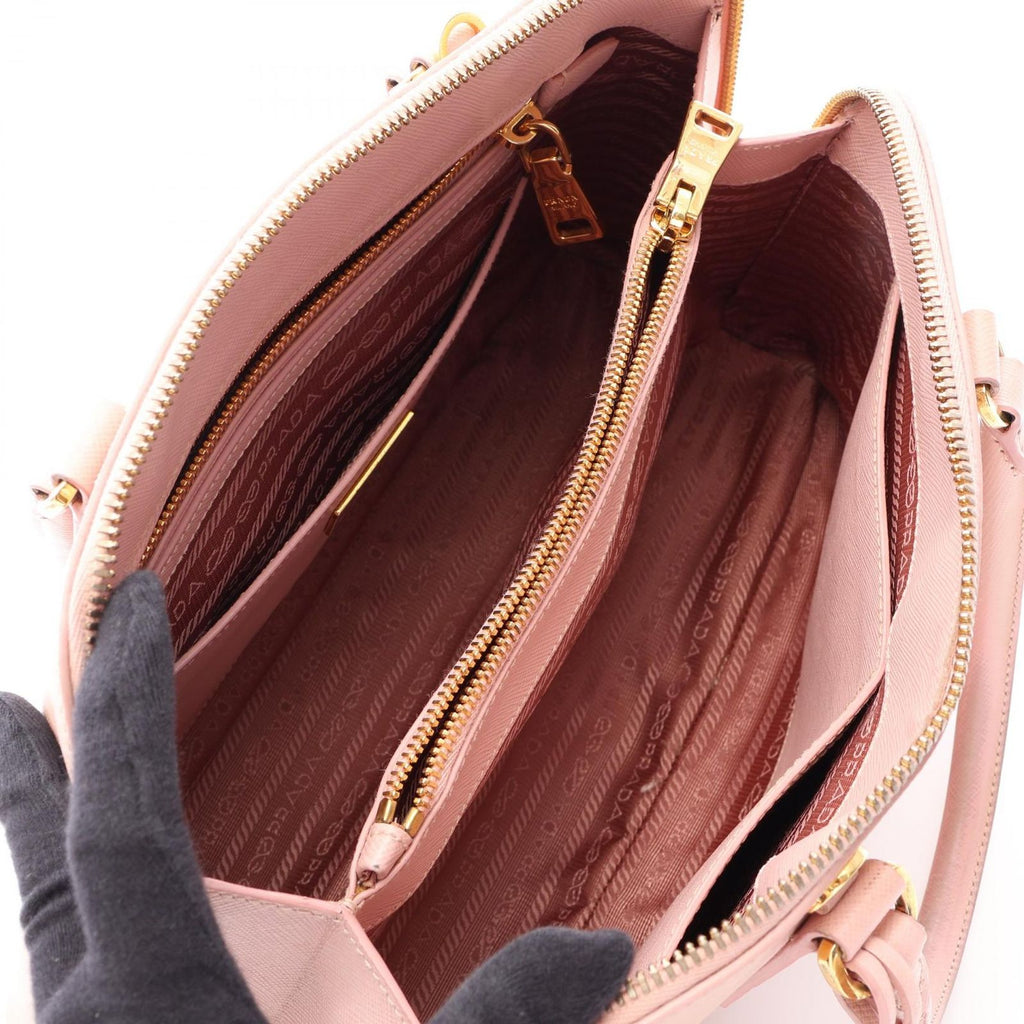 Prada Handbag Saffiano Lux 2-Way Pink Leather Triangle Logo Shoulder — view 3