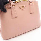 Prada Handbag Saffiano Lux 2-Way Pink Leather Triangle Logo Shoulder — view 5