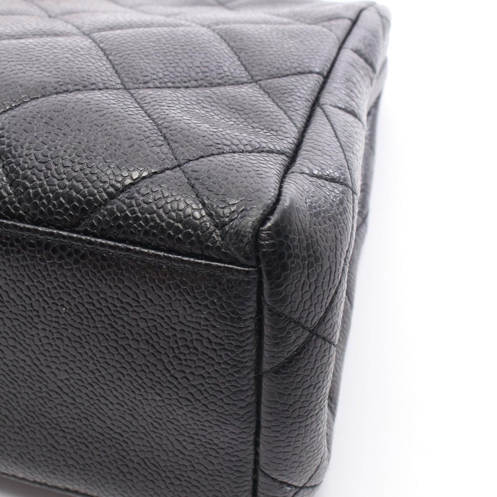 Chanel Handbag Quilted Black Caviar Leather Kiss Lock Chain — view 6