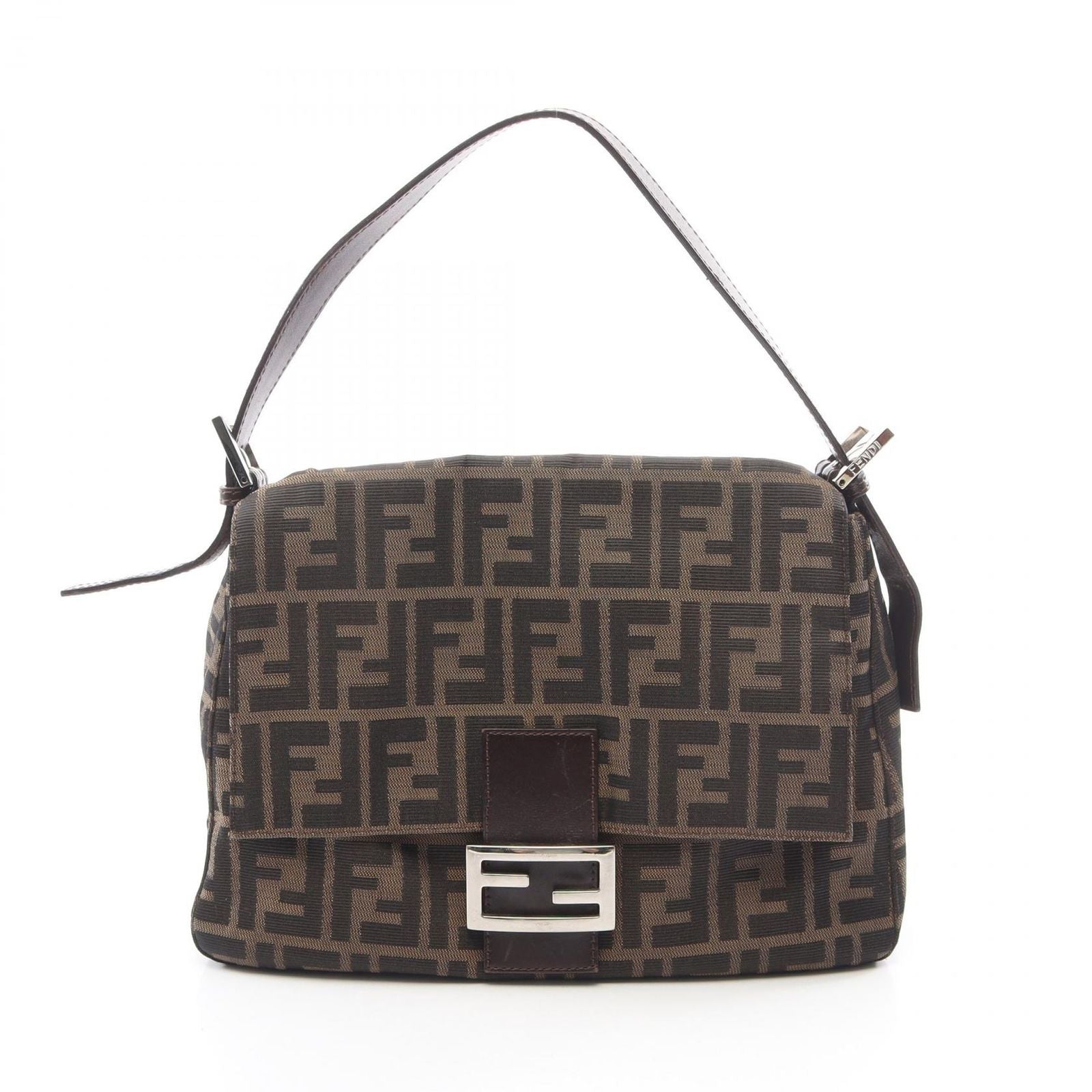 Fendi Handbag Mamma Bucket Zucca Brown Canvas Leather