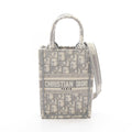 Dior Handbag Book Tote Vertical Mini Phone 2-Way Gray White Canvas Oblique