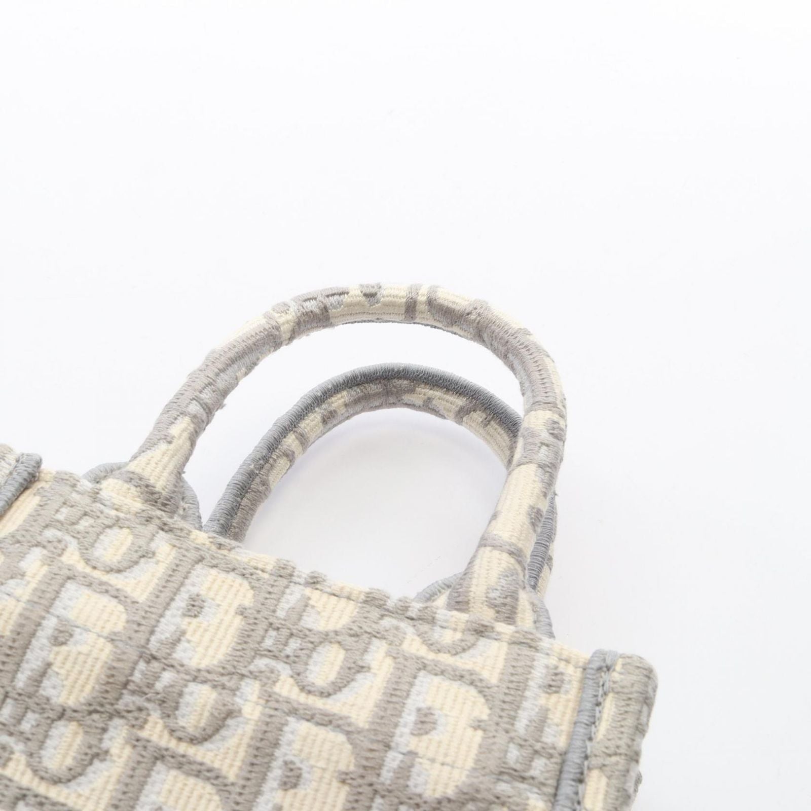 Dior Handbag Book Tote Vertical Mini Phone 2-Way Gray White Canvas Oblique — view 6