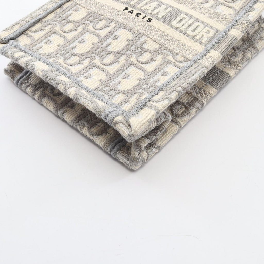 Dior Handbag Book Tote Vertical Mini Phone 2-Way Gray White Canvas Oblique — view 5