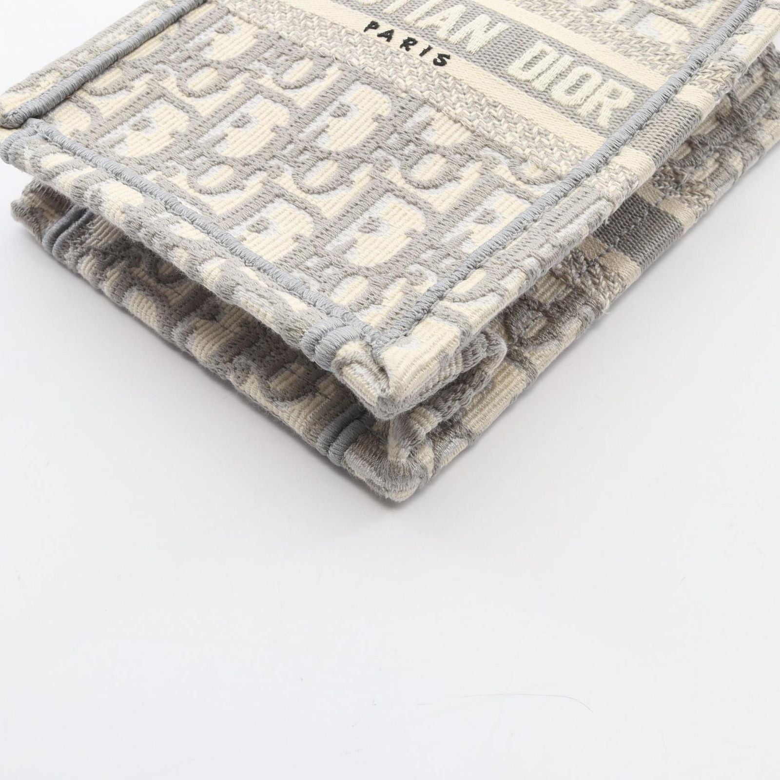 Dior Handbag Book Tote Vertical Mini Phone 2-Way Gray White Canvas Oblique — view 5