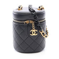 Chanel Shoulder Bag Quilted Small Vanity Black Lambskin Chain