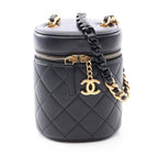 Chanel Shoulder Bag Quilted Small Vanity Black Lambskin Chain