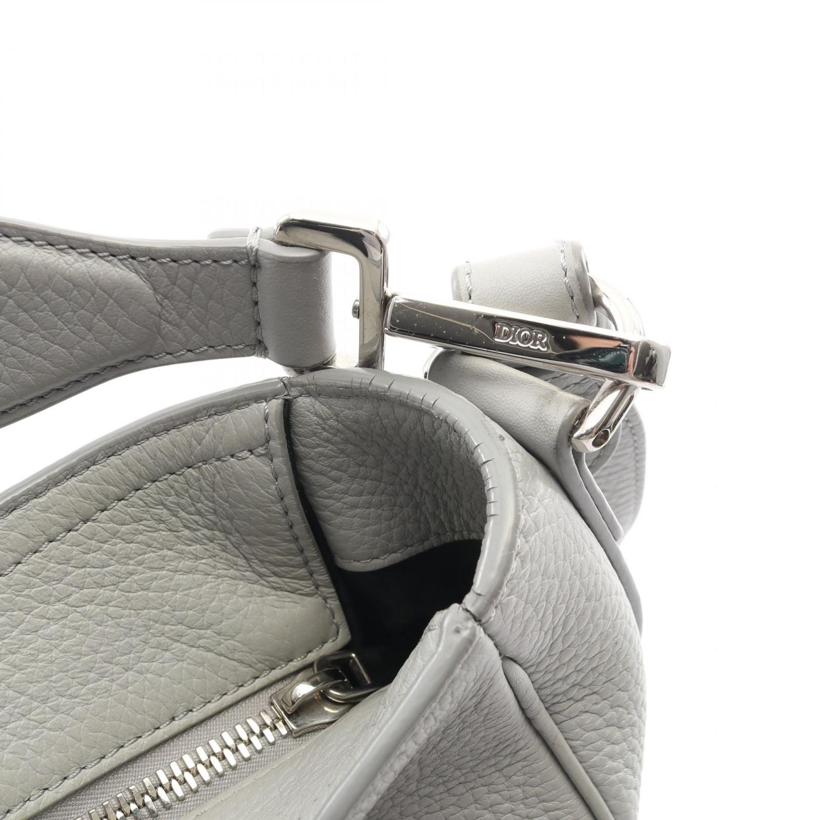 Dior Handbag Saddle Soft Bag 2-Way Gray Leather — view 9