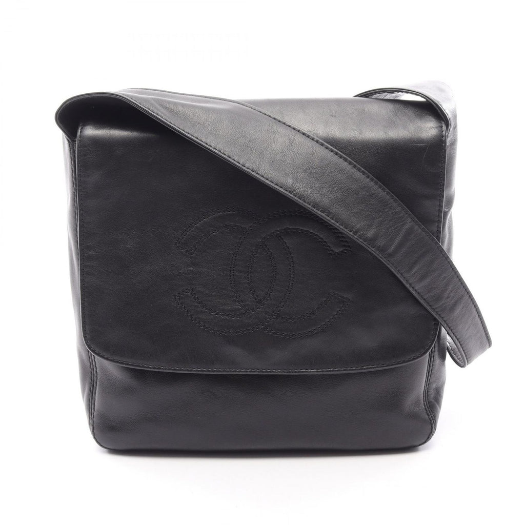 Chanel Shoulder Bag CC Logo Black Lambskin CC