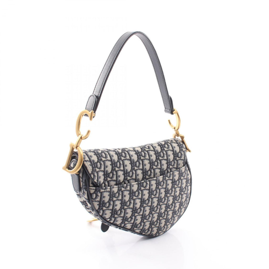 Dior Saddle Bag Oblique Jacquard 2-Way Navy Canvas Leather — view 2