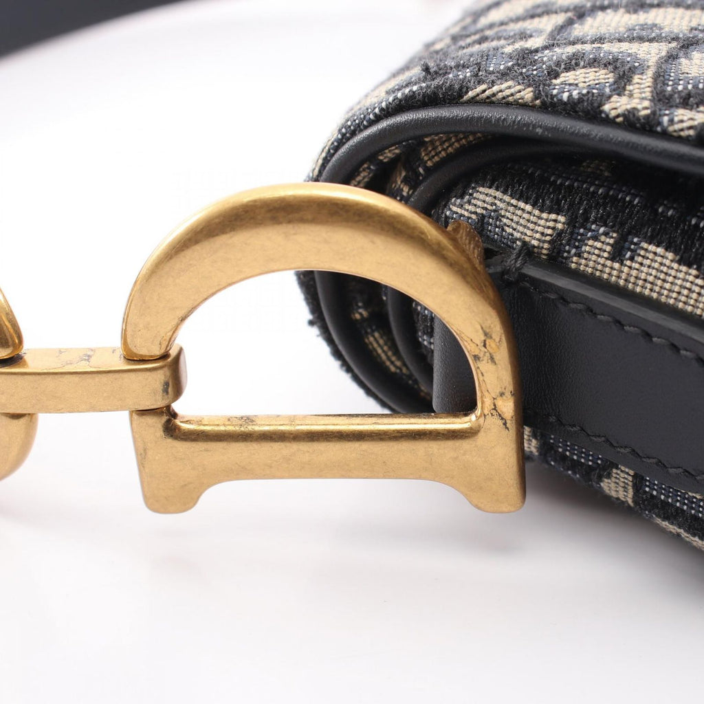 Dior Saddle Bag Oblique Jacquard 2-Way Navy Canvas Leather — view 7