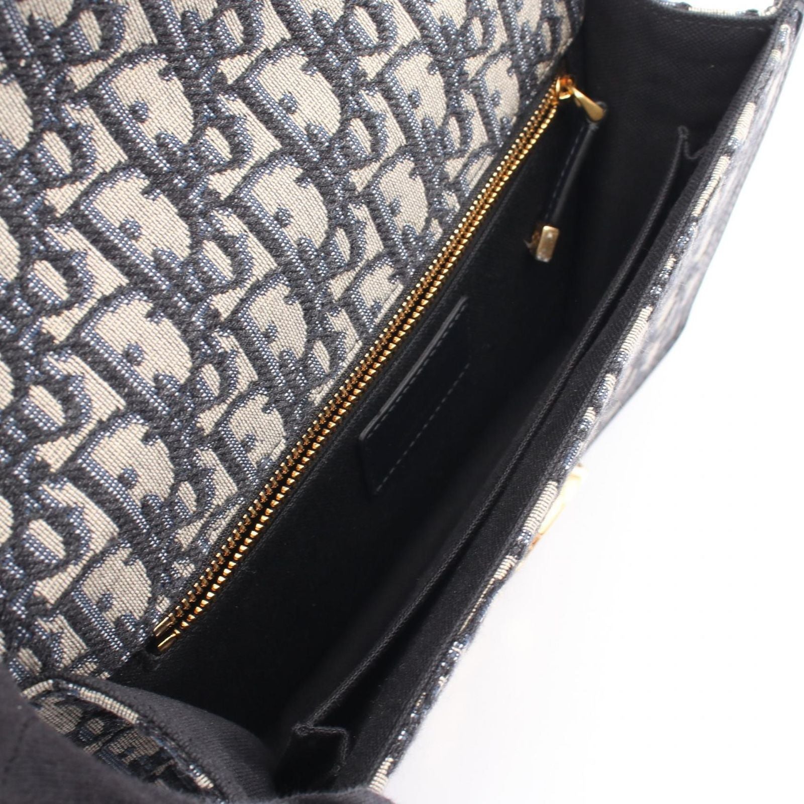 Dior Shoulder Bag 30 Montaigne Oblique Jacquard Navy Canvas Leather — view 3
