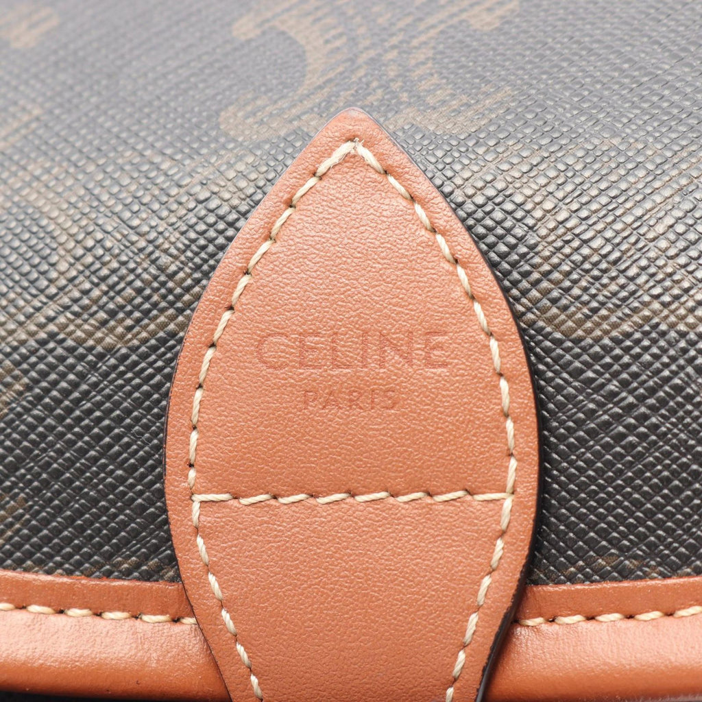 Celine Shoulder Bag Folco Triomphe Black Brown Canvas Leather — view 4