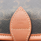 Celine Shoulder Bag Folco Triomphe Black Brown Canvas Leather — view 4
