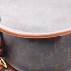 Celine Shoulder Bag Folco Triomphe Black Brown Canvas Leather — view 6