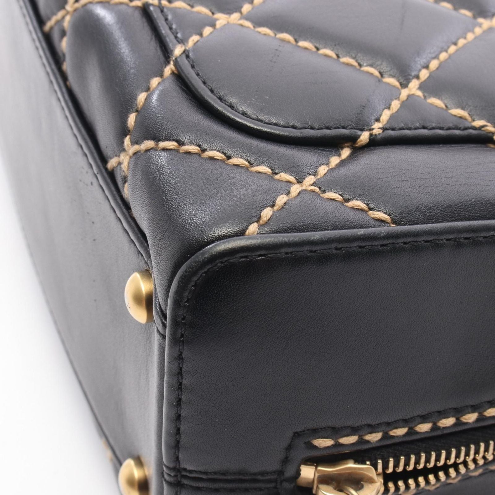 Chanel Handbag Wild Stitch Black Leather — view 8