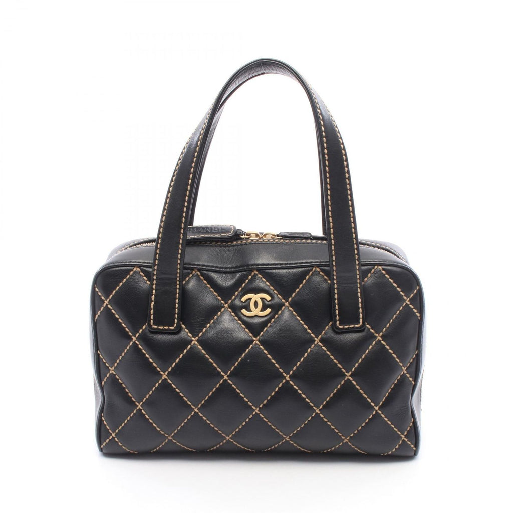 Chanel Handbag Wild Stitch Black Leather