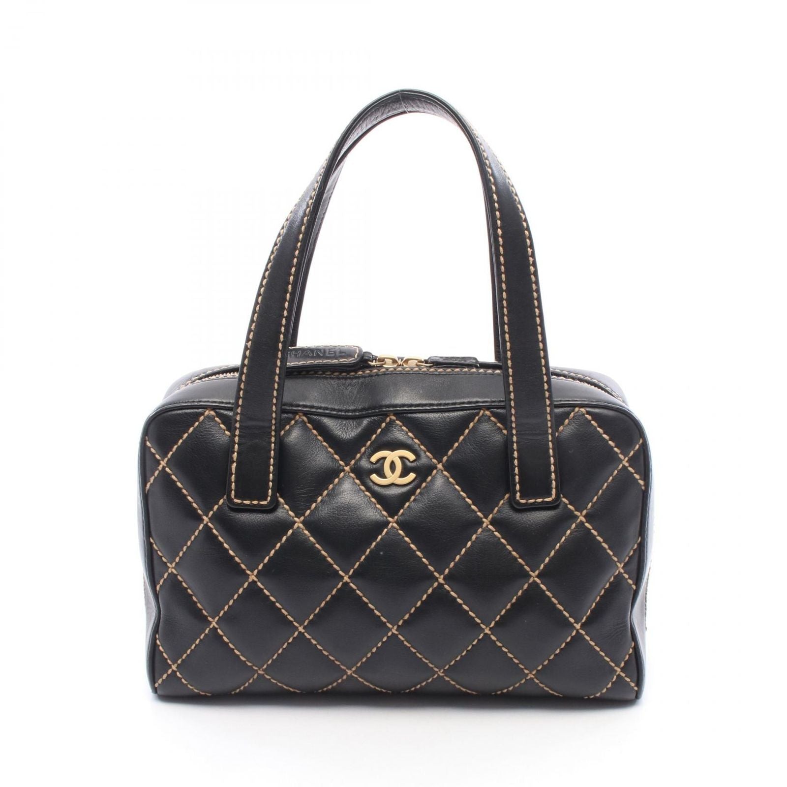 Chanel Handbag Wild Stitch Black Leather