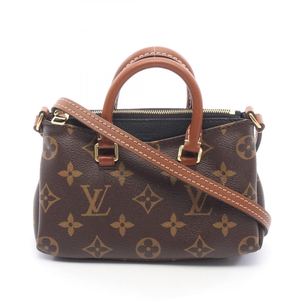 Louis Vuitton Shoulder Bag Nano Pallas 2-Way Noir Canvas Leather