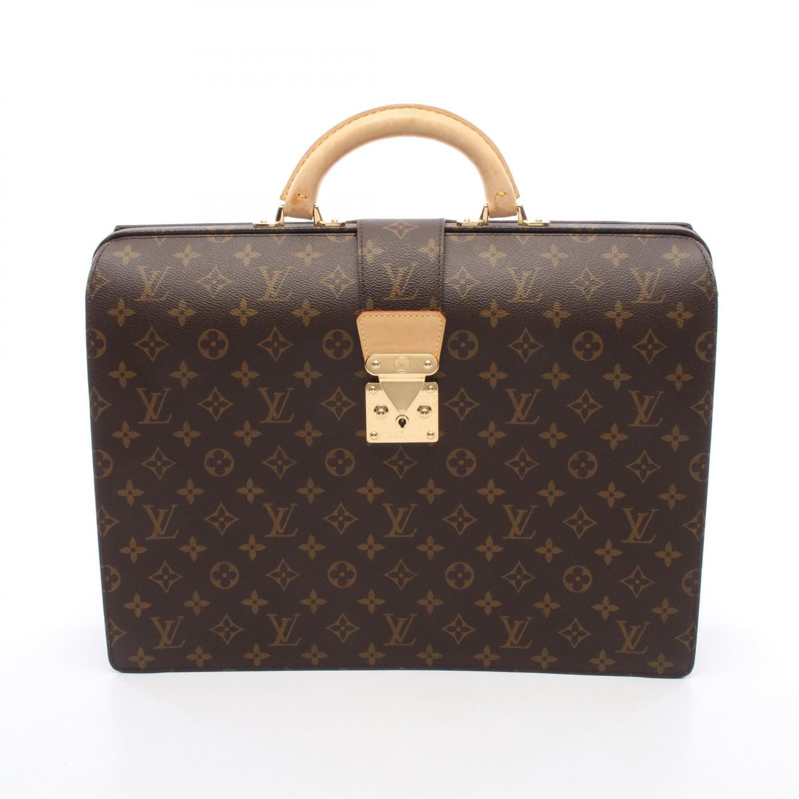 Louis Vuitton Briefcase Serviette Fermoir Canvas Leather