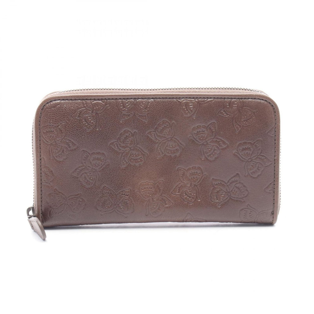 Bottega Veneta Round Wallet Butterfly Motif Brown Leather
