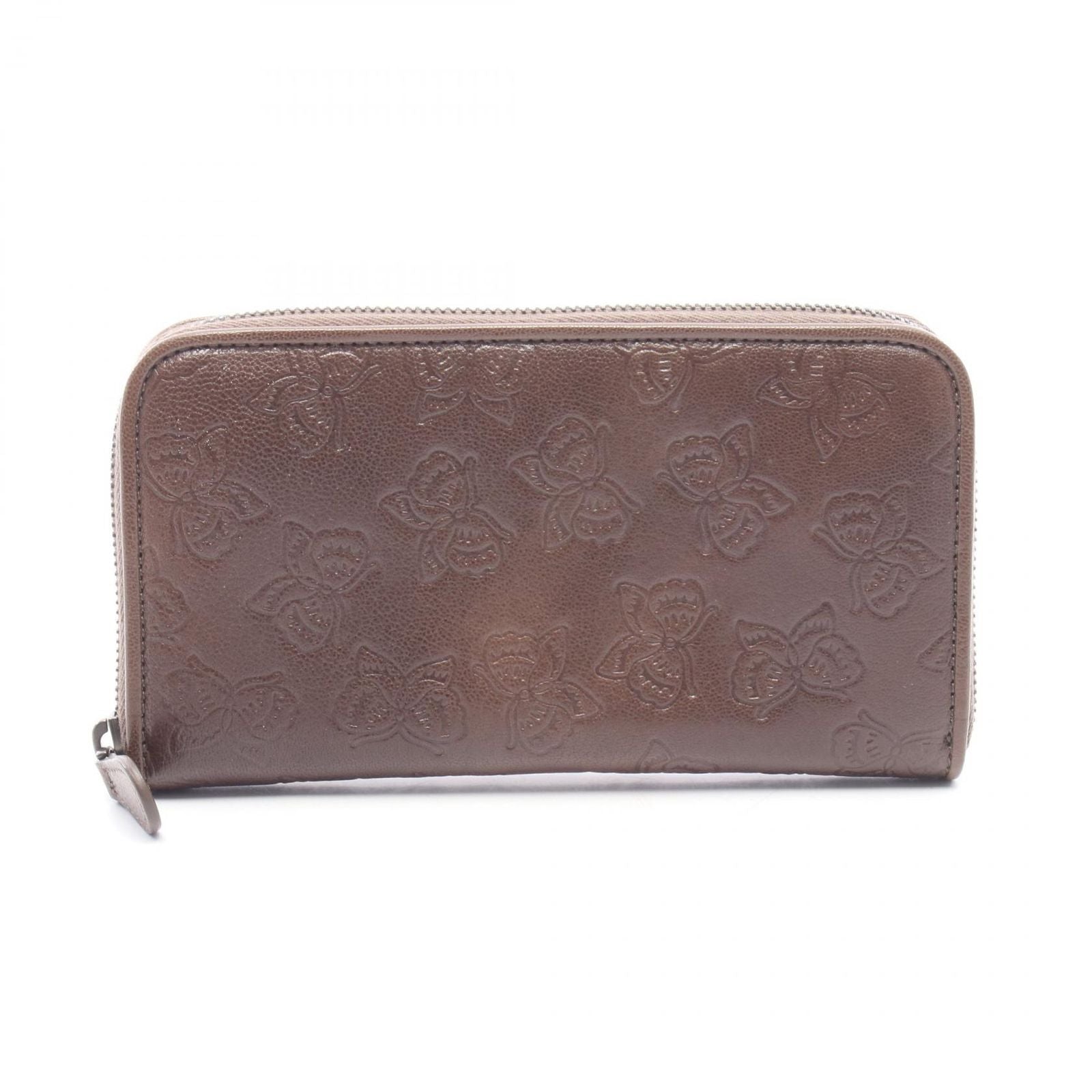 Bottega Veneta Round Wallet Butterfly Motif Brown Leather