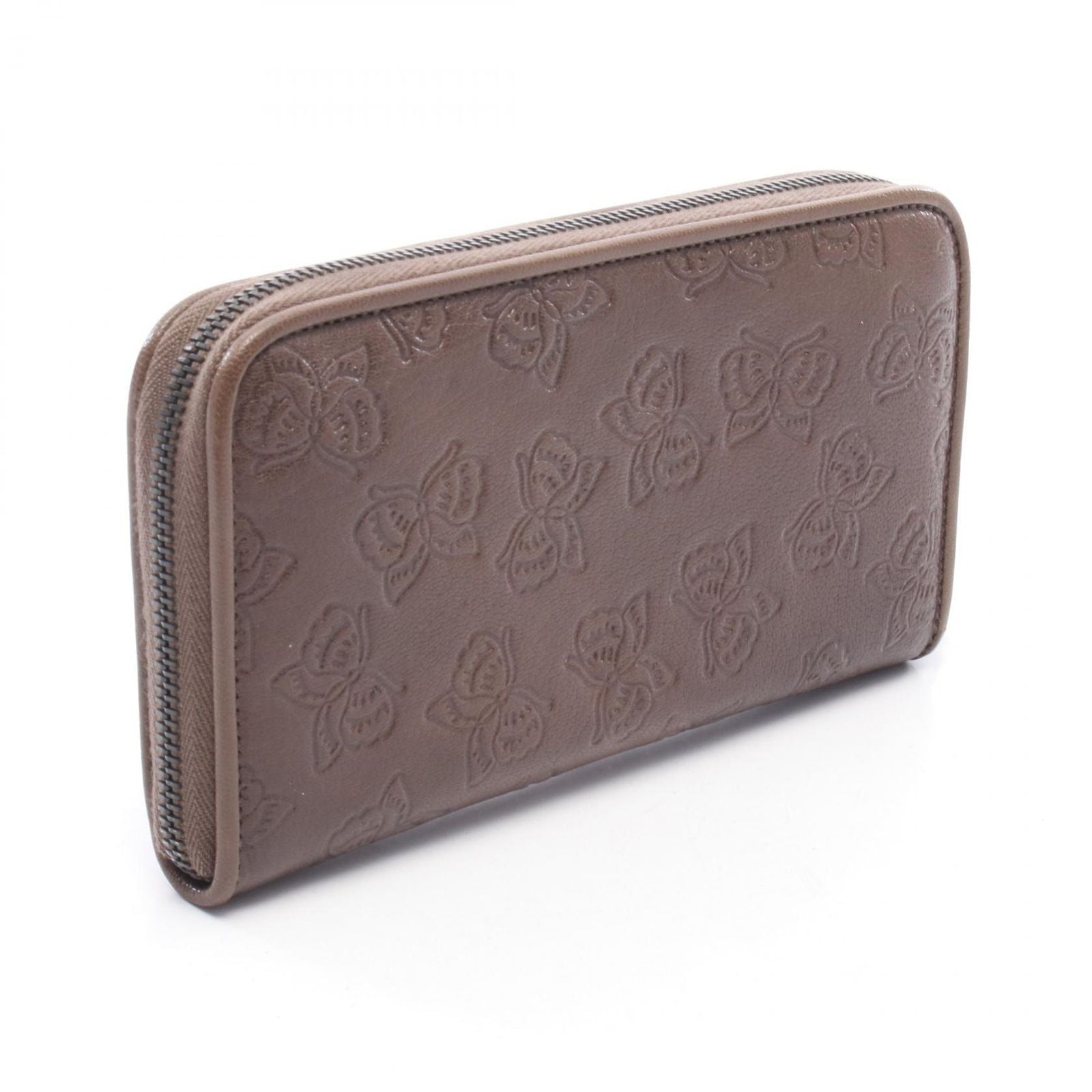 Bottega Veneta Round Wallet Butterfly Motif Brown Leather — view 2