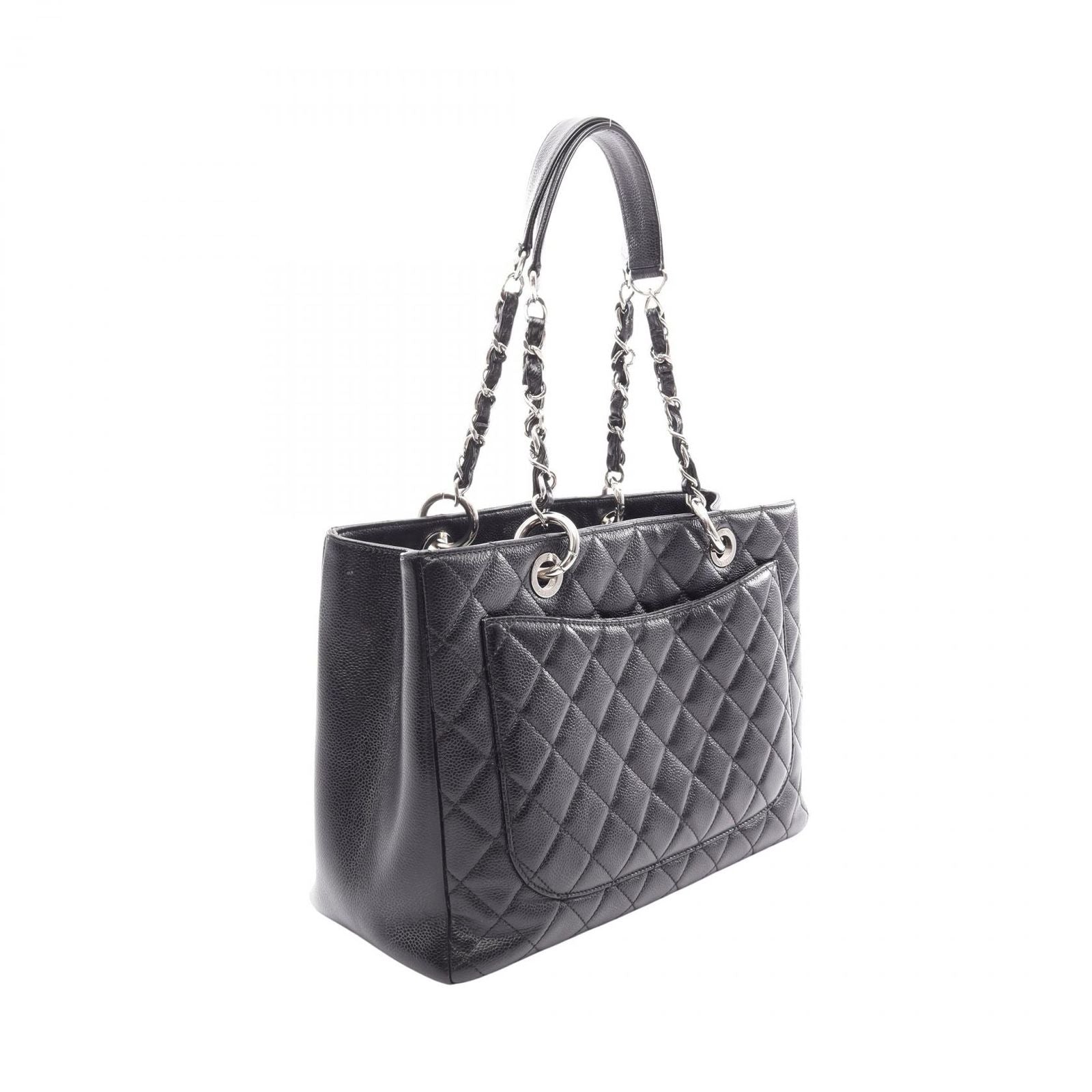 Chanel Tote Quilted Grand Shopping GST Black Caviar Leather GST Chain — view 2