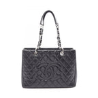 Chanel Tote Quilted Grand Shopping GST Black Caviar Leather GST Chain