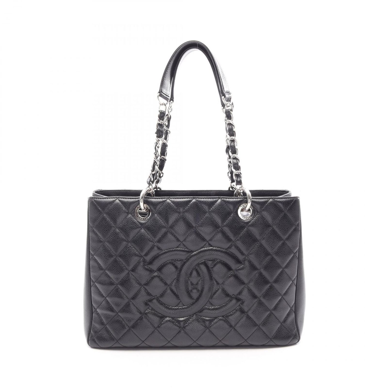 Chanel Tote Quilted Grand Shopping GST Black Caviar Leather GST Chain