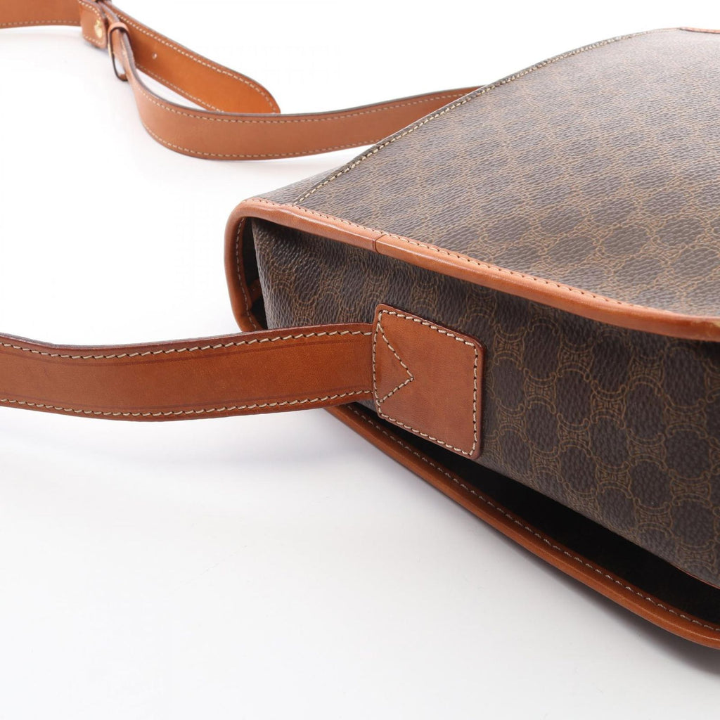 Celine Shoulder Bag Macadam Brown Canvas Leather — view 7
