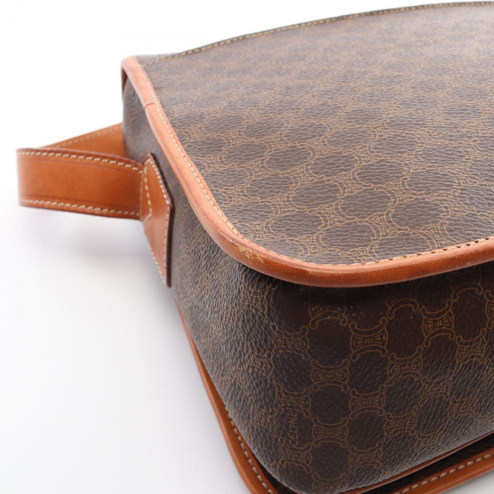 Celine Shoulder Bag Macadam Brown Canvas Leather — view 5