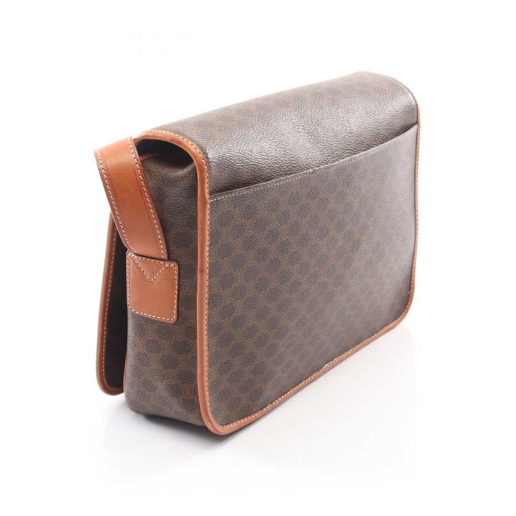 Celine Shoulder Bag Macadam Brown Canvas Leather — view 2