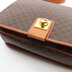 Celine Shoulder Bag Macadam Brown Canvas Leather — view 6