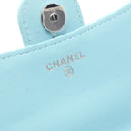 Chanel Shoulder Bag Quilted Phone Case Aqua Blue Lambskin Chain Wallet — view 5