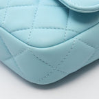 Chanel Shoulder Bag Quilted Phone Case Aqua Blue Lambskin Chain Wallet — view 7