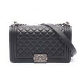 Chanel Shoulder Bag Boy Black Lambskin Boy Chain
