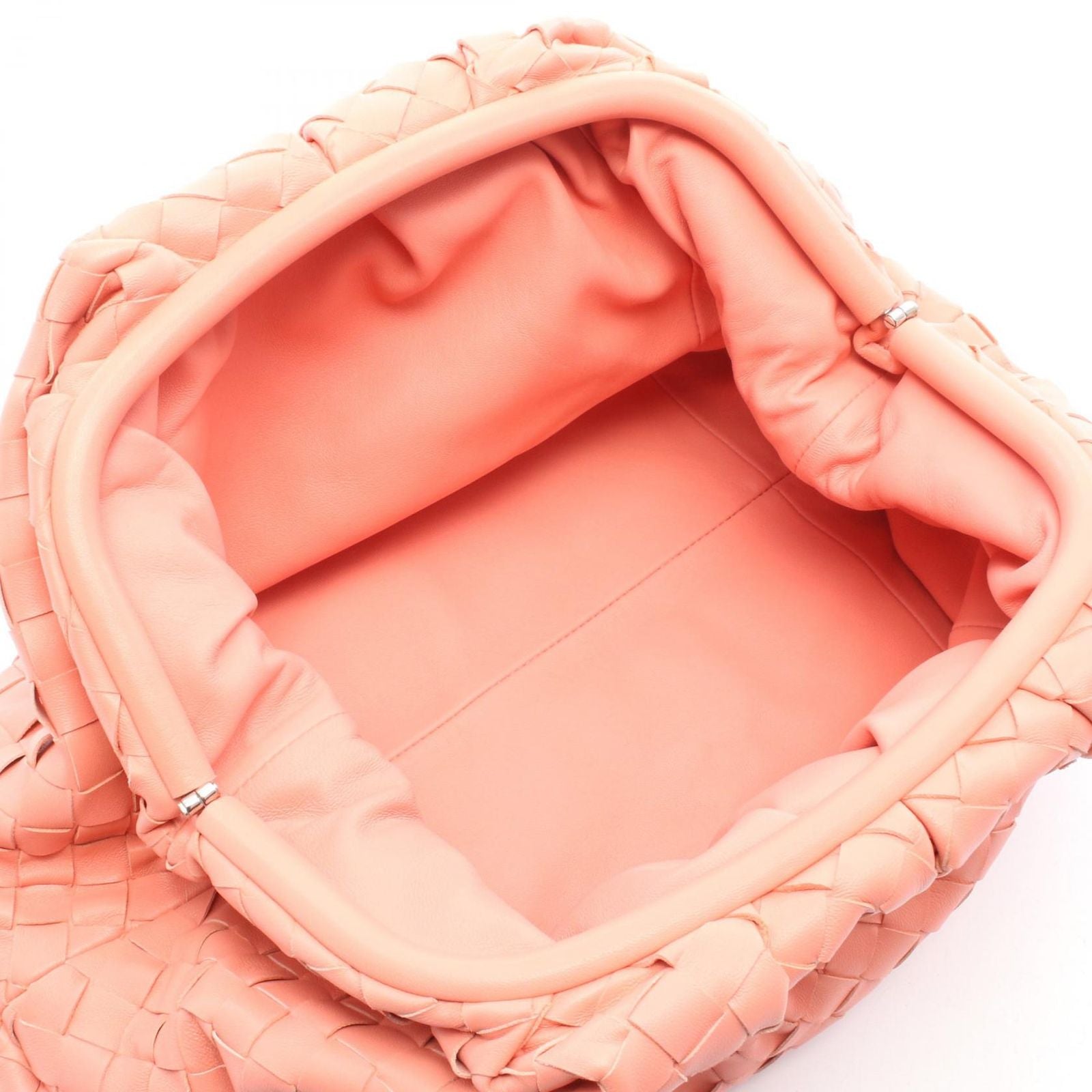 Bottega Veneta Clutch the Pouch Intrecciato Coral Pink Lambskin — view 3