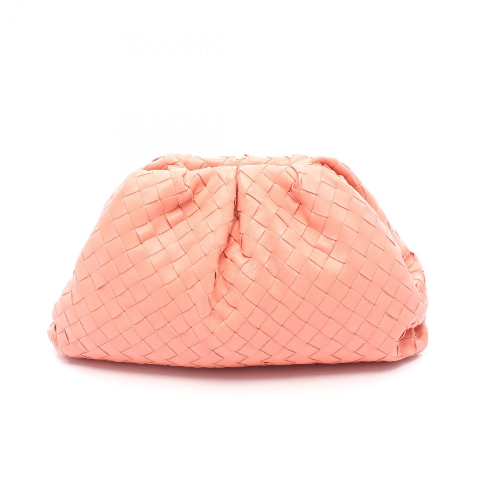 Bottega Veneta Clutch the Pouch Intrecciato Coral Pink Lambskin
