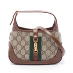 Gucci Handbag Jackie GG Supreme 2-Way Beige Brown Canvas Leather Mini Hobo