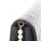Chanel Shoulder Bag Choco Bar Pearl Chain Black Lambskin — view 7
