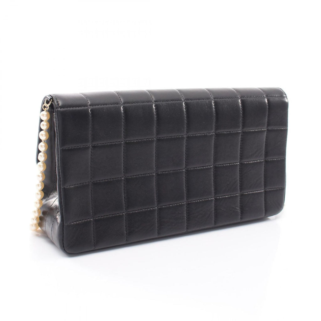 Chanel Shoulder Bag Choco Bar Pearl Chain Black Lambskin — view 2