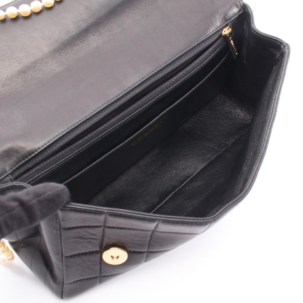 Chanel Shoulder Bag Choco Bar Pearl Chain Black Lambskin — view 3