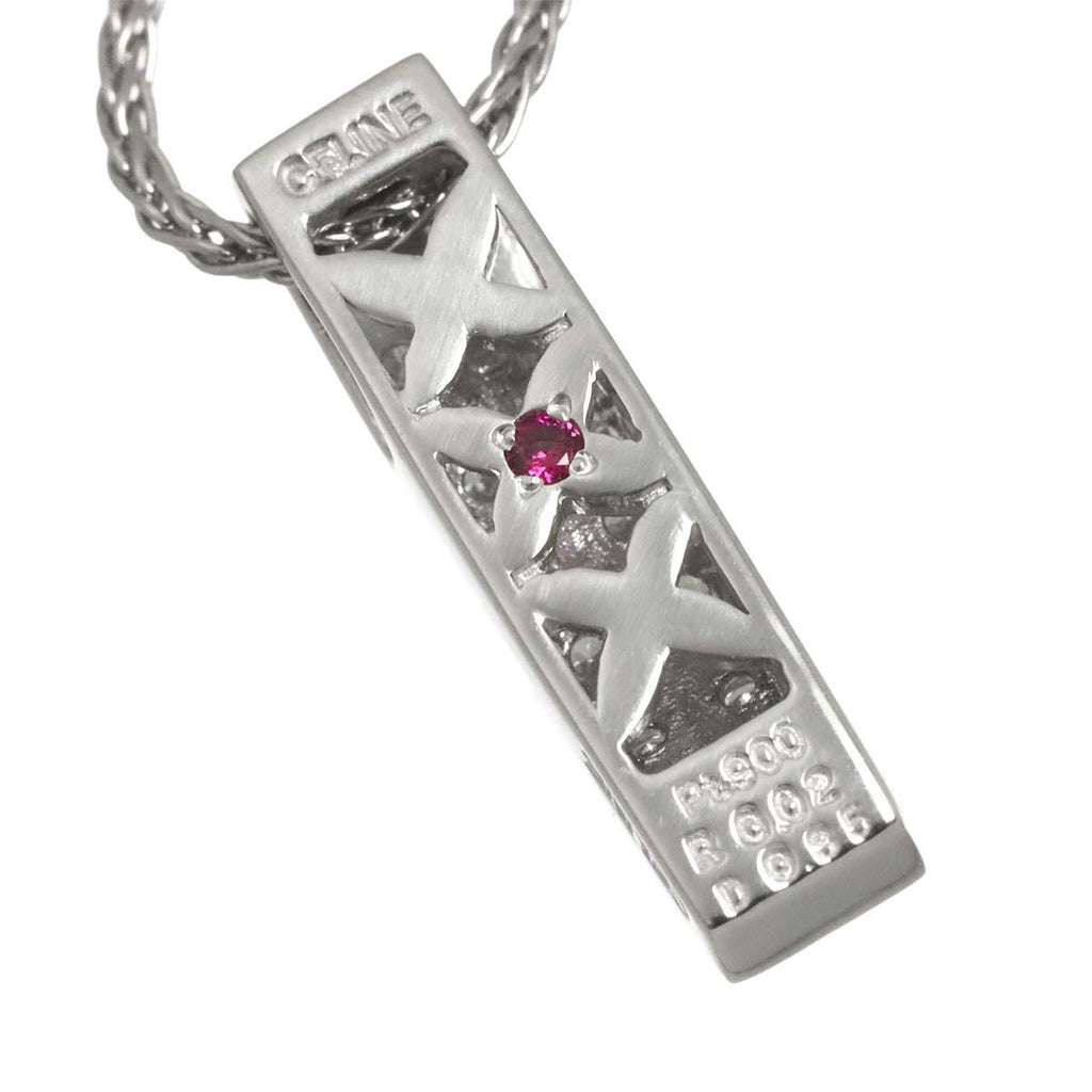 Celine Diamond Ruby Necklace 42 cm Pt Platinum — view 4